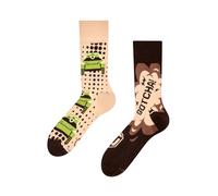 Dedoles Calzini Unisex Donna Uomo & Bambini Calze Cotone con tanti Design divertenti sinistra destra diversi, colore: Marrone, disegno: World of Tanks Gotcha!, taglia: 39-42