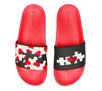 Dedoles Ciabatte & Pantofole Donna Uomo & Bambini Sandali per Spiaggia e Piscina con tanti Design Patatine Fiori Volpe Lama Nuvole Ketchup Regalo, Colore: Puzzle di cuori, Misurare: 36 EU