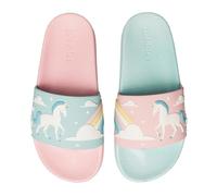Dedoles Ciabatte & Pantofole Donna Uomo & Bambini Sandali per Spiaggia e Piscina con tanti Design Patatine Fiori Volpe Lama Nuvole Ketchup Regalo, Colore: Unicorno e arcobaleno, Misurare: 34 EU