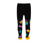Dedoles Collant Bambini Ragazza & Ragazzo Calzamaglie Cotone con tanti Design Dinosauri Unicorno Koala Cuori Uccelli Poliziotto Regalo, colore: Nero, disegno: Dinosauri e vulcani, taglia: 5-6 years