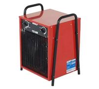 DEDRA Scaldabagno elettrico 15 kW, uadratico, rosso, utile in spazi chiusi, termostato, regolazione della temperatura regolabile, tre modalità di funzionamento, alloggiamento in metallo, superficie di