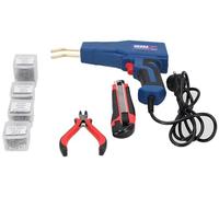 DEDRA Stark - Saldatore in plastica da 50 W, fino a 500 °C, con 400 punti a caldo, illuminazione a LED, cavo di alimentazione UE e borsa per il trasporto aggiuntiva con pinza e taglierina, punti Ø 0,6