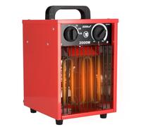 DEDRA Stufa elettrica da 1000 W/2000 W, termostato, protezione da surriscaldamento, 3 modalità di funzionamento, regolazione della temperatura, ventola assiale, alloggiamento in metallo, compatto