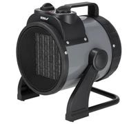 DEDRA Termoventilatore elettrico PTC 3,0 kW, rotondo, nero DED9931C2 con elemento riscaldante in ceramica, per ambienti ben isolati, termostato, protezione da surriscaldamento, tre modalità di