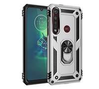 Dedux Cover Compatibile con Moto G8 Plus [Tough Armor Series] Robusto Pannello Posteriore PC AntiGraffio + Paraurti Antiurto TPU + Pratico cavalletto.Argento