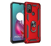 Dedux Cover Compatibile con Motorola Moto G30 / G10 [Tough Armor Series] Robusto Pannello Posteriore PC + Paraurti Antiurto TPU + Cavalletto. Rosso