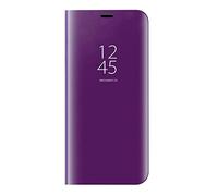 Dedux Cover Compatibile con Samsung Galaxy A40 Custodia Luxury Mirror Pelle Leather Magnetic Flip Stand Protective Cover case, Viola