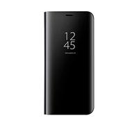 Dedux Cover Compatibile con Samsung Galaxy S25 Ultra 5G Custodia Luxury Mirror Pelle Leather Magnetic Flip Stand Protective Cover Case for Samsung Galaxy S25 Ultra 5G, Nero