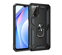 Dedux Cover Custodia Compatibile con Xiaomi Redmi 9T [Tough Armor Series] Robusto Pannello Posteriore PC AntiGraffio + Paraurti Antiurto TPU + Pratico cavalletto. Nero