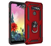 Dedux Cover LG K50S [Tough Armor Series] Robusto Pannello Posteriore PC AntiGraffio + Paraurti Antiurto TPU + Pratico cavalletto. Rosso
