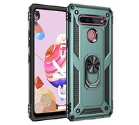 Dedux Cover LG K51S [Tough Armor Series] Robusto Pannello Posteriore PC AntiGraffio + Paraurti Antiurto TPU + Pratico cavalletto. Verde Scuro