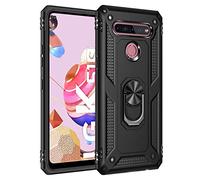 Dedux Cover LG K51S [Tough Armor Series] Robusto Pannello Posteriore PC AntiGraffio + Paraurti Antiurto TPU + Pratico cavalletto. Nero