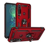 Dedux Cover Motorola Moto G8 Plus [Tough Armor Series] Robusto Pannello Posteriore PC AntiGraffio + Paraurti Antiurto TPU + Pratico cavalletto.Rosso