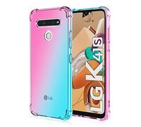 Dedux Cover per LG K51S, Custodia Trasparente Gradiente Protettivo TPU Case, Ultra Sottile Rinforzo a Quattro Angoli Cover (Rosa/Verde)