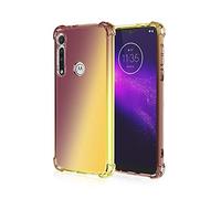 Dedux Cover per Motorola Moto G8 Plus, Custodia Trasparente Gradiente Protettivo TPU Case, Ultra Sottile Rinforzo a Quattro Angoli Cover (Nero/Oro)