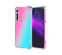 Dedux Cover per Motorola Moto G8 Plus, Custodia Trasparente Gradiente Protettivo TPU Case, Ultra Sottile Rinforzo a Quattro Angoli Cover (Rosa/Verde)