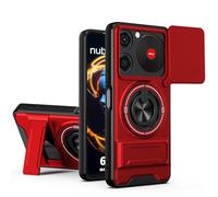 Dedux Cover per ZTE nubia Music 4G, Custodia con Finestra Scorrevole, Supporto Anello 360°Custodia per ZTE nubia Music 4G. Rosso