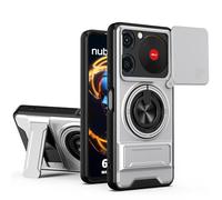 Dedux Cover per ZTE nubia Music 4G, Custodia con Finestra Scorrevole, Supporto Anello 360°Custodia per ZTE nubia Music 4G. Argento