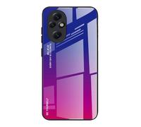 Dedux Custodia Cover per Honor 200 PRO 5G, Custodia in Vetro Temperato a Colori Sfumati + Protettivo TPU Case Cover (Blu/Rossa)