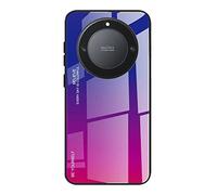 Dedux Custodia Cover per Honor Magic 5 Lite 5G (Magic5 Lite) / X9a, Custodia in Vetro Temperato a Colori Sfumati + Protettivo TPU Case Cover (Blu/Rossa)