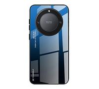 Dedux Custodia Cover per Honor Magic 5 Lite 5G (Magic5 Lite) / X9a, Custodia in Vetro Temperato a Colori Sfumati + Protettivo TPU Case Cover (Blu/Nero)