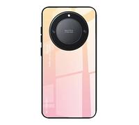 Dedux Custodia Cover per Honor Magic 5 Lite 5G (Magic5 Lite) / X9a, Custodia in Vetro Temperato a Colori Sfumati + Protettivo TPU Case Cover (Oro/Rosa)
