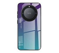 Dedux Custodia Cover per Honor Magic 5 Lite 5G (Magic5 Lite) / X9a, Custodia in Vetro Temperato a Colori Sfumati + Protettivo TPU Case Cover (Viola/Verde)