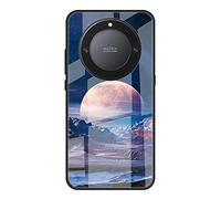 Dedux Custodia Cover per Honor Magic 5 Lite 5G (Magic5 Lite) / X9a, Custodia in Vetro Temperato Cielo Stellato + Morbida Protettivo TPU Case Cover. Chiaro di Luna