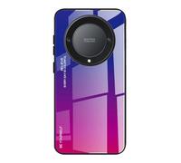 Dedux Custodia Cover per Honor Magic 6 Lite 5G (Magic6 Lite) / X9b, Custodia in Vetro Temperato a Colori Sfumati + Protettivo TPU Case Cover (Blu/Rossa)