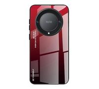 Dedux Custodia Cover per Honor Magic 6 Lite 5G (Magic6 Lite) / X9b, Custodia in Vetro Temperato a Colori Sfumati + Protettivo TPU Case Cover (Rosso/Nero)
