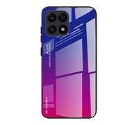 Dedux Custodia Cover per Honor X8a, Custodia in Vetro Temperato a Colori Sfumati + Protettivo TPU Case Cover (Blu/Rossa)
