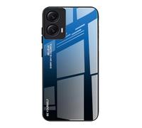Dedux Custodia Cover per Motorola Moto G35 5G, Custodia in Vetro Temperato a Colori Sfumati + Protettivo TPU Case Cover (Blu/Nero)