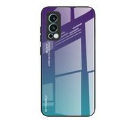 Dedux Custodia Cover per OnePlus Nord 2 5G, Custodia in Vetro Temperato a Colori Sfumati + Protettivo TPU Case Cover (Viola/Verde)