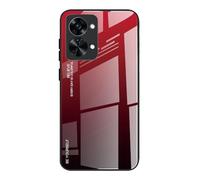 Dedux Custodia Cover per OnePlus Nord 2T, Custodia in Vetro Temperato a Colori Sfumati + Protettivo TPU Case Cover (Rosso/Nero)
