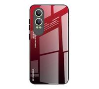 Dedux Custodia Cover per OnePlus Nord CE4 Lite, Custodia in Vetro Temperato a Colori Sfumati + Protettivo TPU Case Cover (Rosso/Nero)