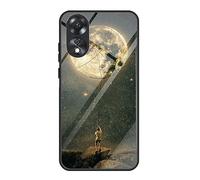 Dedux Custodia Cover per Oppo A38 4G / A18 4G, Custodia in Vetro Temperato Cielo Stellato + Morbida Protettivo TPU Case Cover. Luna Legata alla Corda