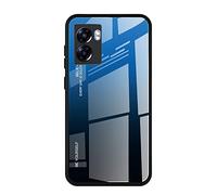 Dedux Custodia Cover per Oppo A77 5G, Custodia in Vetro Temperato a Colori Sfumati + Protettivo TPU Case Cover (Blu/Nero)