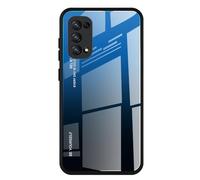 Dedux Custodia Cover per Oppo Find X3 Lite, Custodia in Vetro Temperato a Colori Sfumati + Protettivo TPU Case Cover (Blu/Nero)