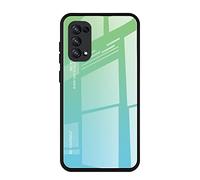Dedux Custodia Cover per Oppo Find X3 Lite, Custodia in Vetro Temperato a Colori Sfumati + Protettivo TPU Case Cover (Verde)