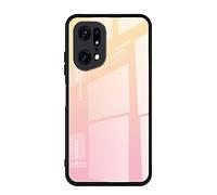 Dedux Custodia Cover per Oppo Find X5 PRO, Custodia in Vetro Temperato a Colori Sfumati + Protettivo TPU Case Cover (Oro/Rosa)