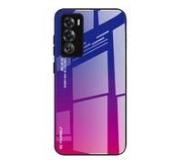 Dedux Custodia Cover per Oppo Reno 12 PRO 5G (Reno12 PRO), Custodia in Vetro Temperato a Colori Sfumati + Protettivo TPU Case Cover (Blu/Rossa)