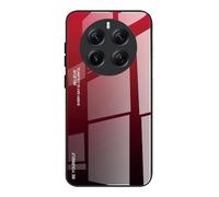 Dedux Custodia Cover per Realme 12 PRO Plus 5G / Realme 12 PRO+ 5G, Custodia in Vetro Temperato a Colori Sfumati + Protettivo TPU Case Cover (Rosso/Nero)