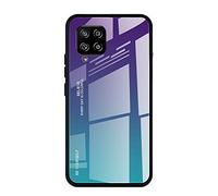 Dedux Custodia Cover per Samsung Galaxy A42 5G, Custodia in Vetro Temperato a Colori Sfumati + Protettivo TPU Case Cover (Viola/Verde)