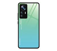 Dedux Custodia Cover per Xiaomi Mi 12T PRO 5G, Custodia in Vetro Temperato a Colori Sfumati + Protettivo TPU Case Cover (Verde)