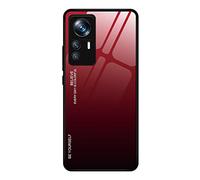 Dedux Custodia Cover per Xiaomi Mi 12T PRO 5G, Custodia in Vetro Temperato a Colori Sfumati + Protettivo TPU Case Cover (Rosso/Nero)