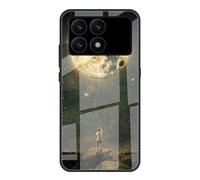 Dedux Custodia Cover per Xiaomi Poco F6 PRO 5G, Custodia in Vetro Temperato Cielo Stellato + Morbida Protettivo TPU Case Cover. Luna Legata alla Corda