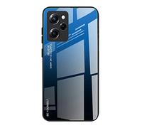 Dedux Custodia Cover per Xiaomi Poco X5 PRO 5G, Custodia in Vetro Temperato a Colori Sfumati + Protettivo TPU Case Cover (Blu/Nero)