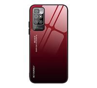 Dedux Custodia Cover per Xiaomi Redmi 10 2022, Custodia in Vetro Temperato a Colori Sfumati + Protettivo TPU Case Cover (Rosso/Nero)