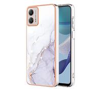 Dedux Custodia per Motorola Moto G13 / G23 Cover, Custodia Gold Glitter Marmo Design Silicone Gomma TPU Ultra Flessibile Sottile Molle Case Cover(Bianco)