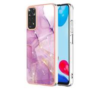 Dedux Custodia per Xiaomi Redmi Note 11S / Note 11 4G Cover, Custodia Gold Glitter Marmo Design Silicone Gomma TPU Ultra Flessibile Sottile Molle Case Cover (Viola Chiaro)